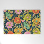 Drippy Daisy Dreamscape - Electric on Navy Welcome Mat Gallery Image 1