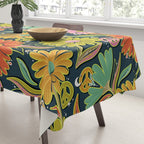 Drippy Daisy Dreamscape - Electric on Navy Tablecloth Gallery Image 3