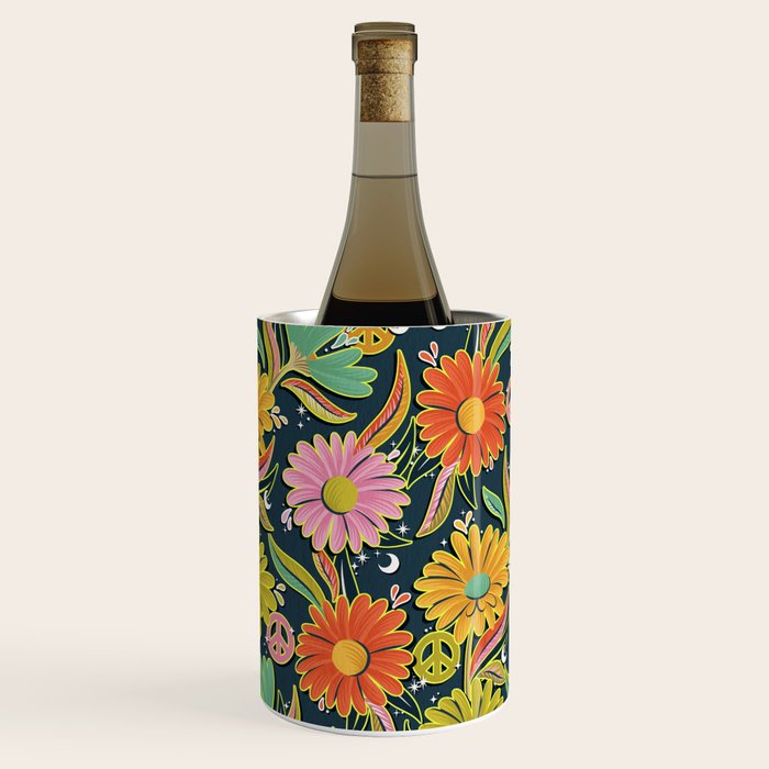 Drippy Daisy Dreamscape - Electric on Navy Wine Chiller Gallery Image 2