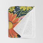 Drippy Daisy Dreamscape - Electric on Navy Throw Blanket Gallery Image 3
