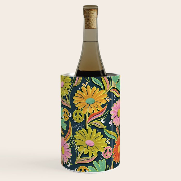 Drippy Daisy Dreamscape - Electric on Navy Wine Chiller Gallery Image 3