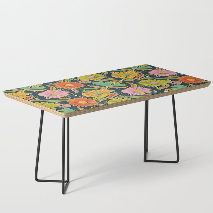 Drippy Daisy Dreamscape - Electric on Navy Coffee Table Gallery Image 1
