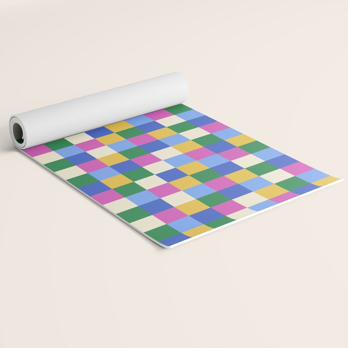 Bold Colorful Checks Pattern - Small XVI Yoga Mat Gallery Image 2