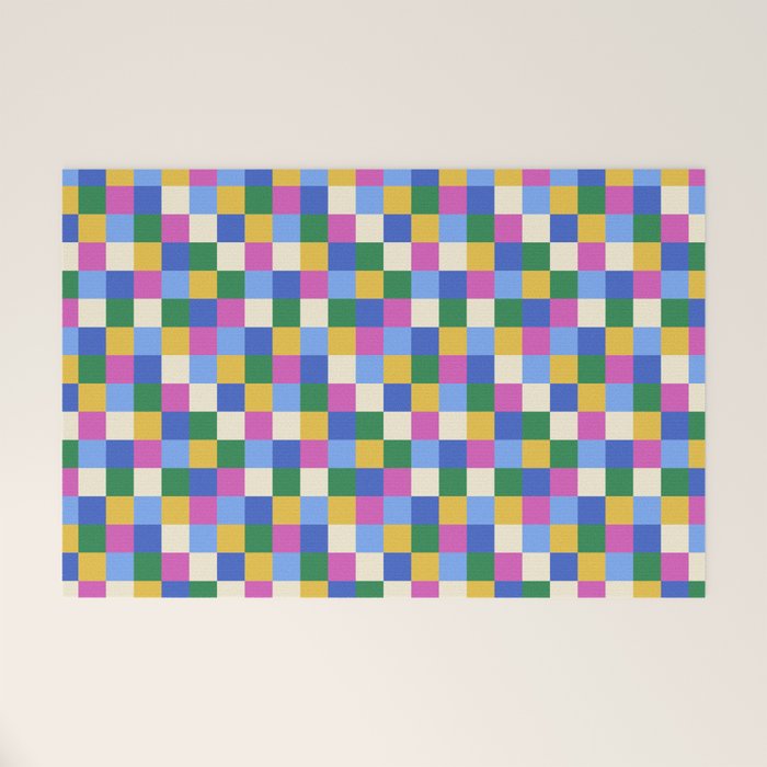 Bold Colorful Checks Pattern - Small XVI Welcome Mat Gallery Image 1