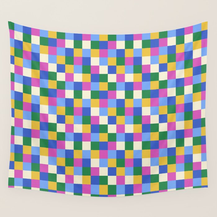 Bold Colorful Checks Pattern - Small XVI Wall Tapestry Gallery Image 4