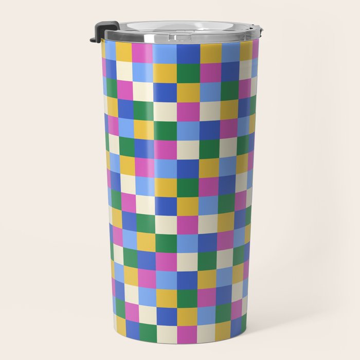 Bold Colorful Checks Pattern - Small XVI Travel Mug Gallery Image 3