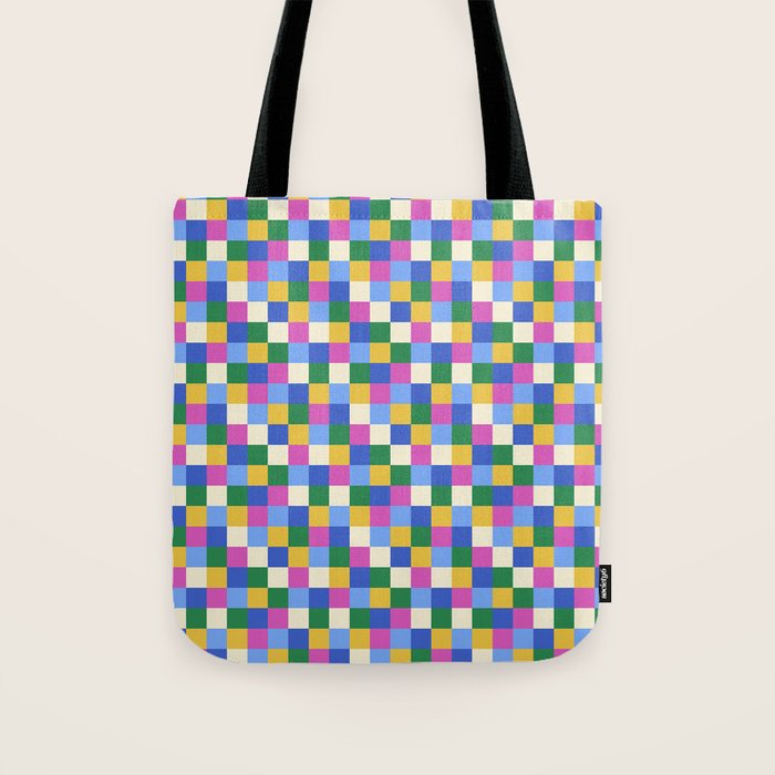 Bold Colorful Checks Pattern - Small XVI Tote Bag Gallery Image 1