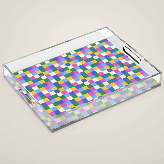 Bold Colorful Checks Pattern - Small XVI Acrylic Tray Gallery Image 1