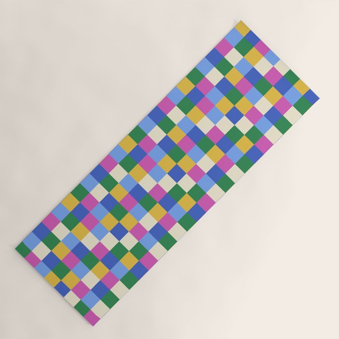 Bold Colorful Checks Pattern - Small XVI Yoga Mat Gallery Image 1