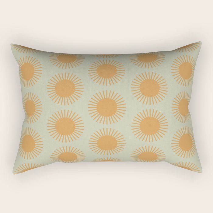 Boho Summer Sun Pattern VIII Sage and Orange Rectangular Pillow Gallery Image 2