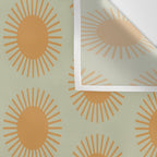 Boho Summer Sun Pattern VIII Sage and Orange Wall Tapestry Gallery Image 3