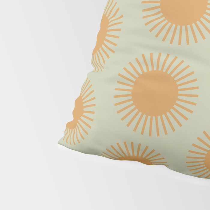 Boho Summer Sun Pattern VIII Sage and Orange Pillow Sham Gallery Image 4