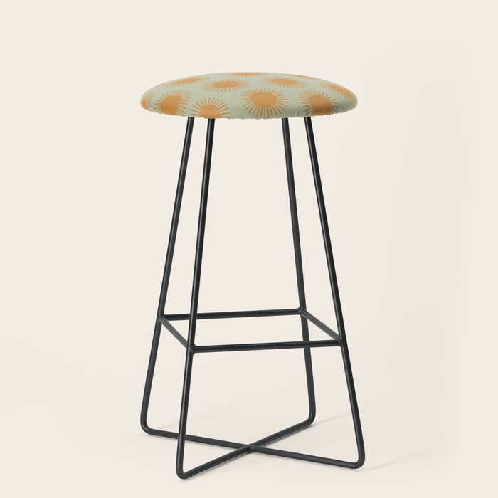 Boho Summer Sun Pattern VIII Sage and Orange Stool Gallery Image 1