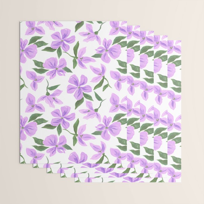 Lilac gouache flowers Wrapping Paper Gallery Image 3
