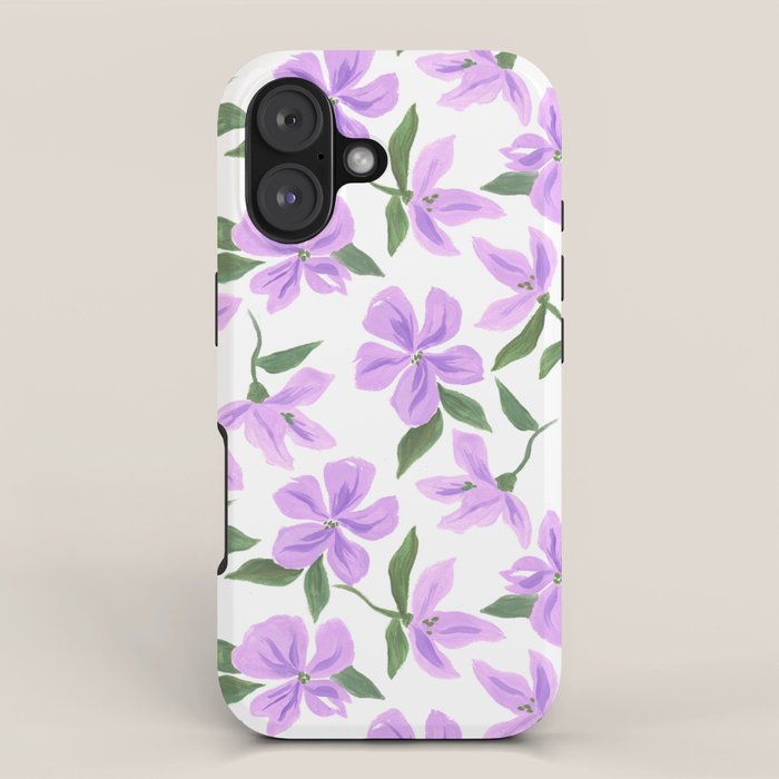 Lilac gouache flowers iPhone Case Gallery Image 1