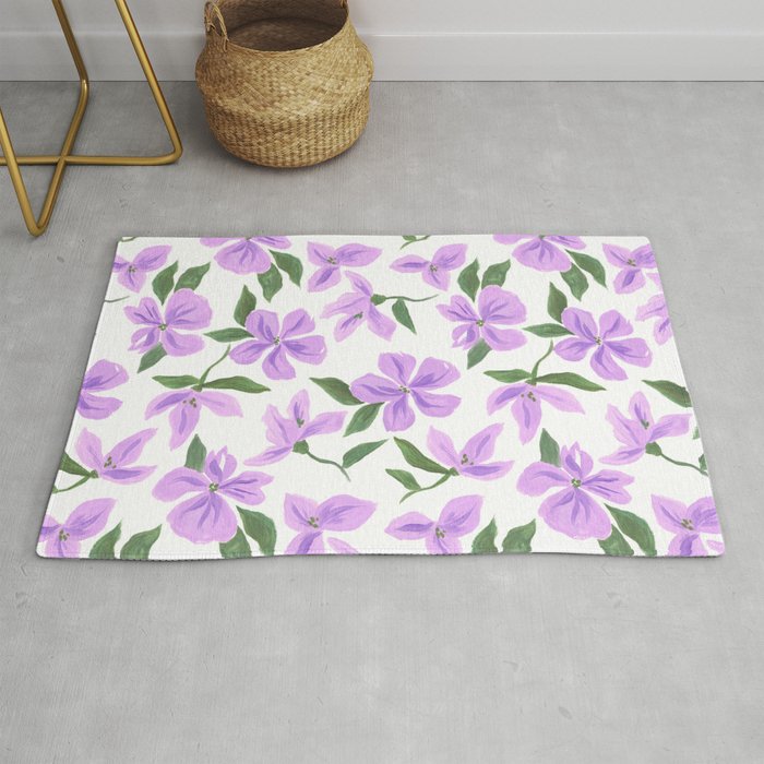 Lilac gouache flowers Rug Gallery Image 1