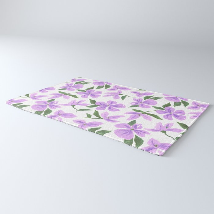 Lilac gouache flowers Rug Gallery Image 3