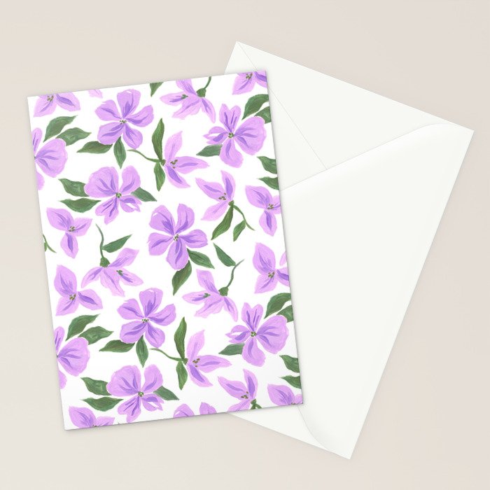 Lilac gouache flowers Stationery Card Gallery Image 2