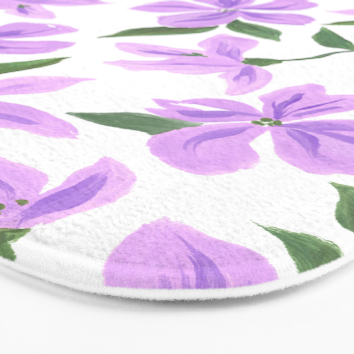 Lilac gouache flowers Bath Mat Gallery Image 3