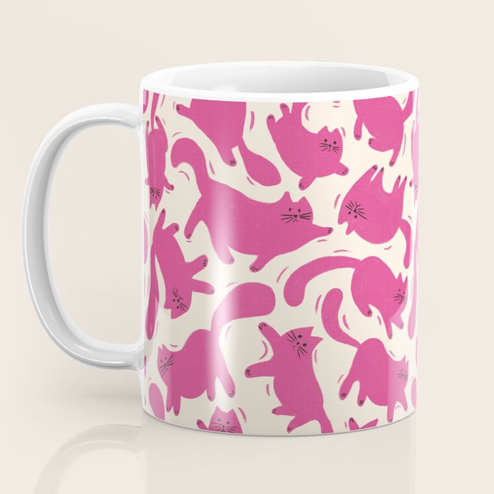 Playful Pink Cats Pattern Coffee Mug Gallery Image 3