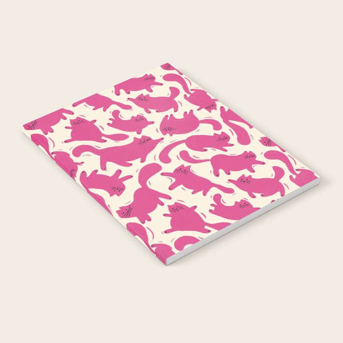 Playful Pink Cats Pattern Notebook Gallery Image 1
