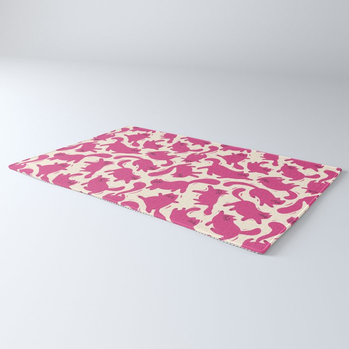 Playful Pink Cats Pattern Rug Gallery Image 3