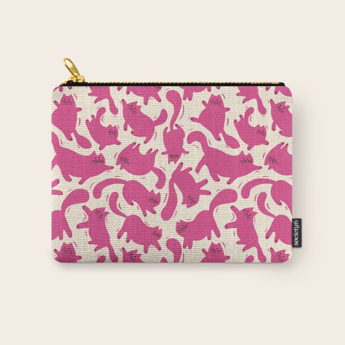 Playful Pink Cats Pattern Carry All Pouch Gallery Image 1