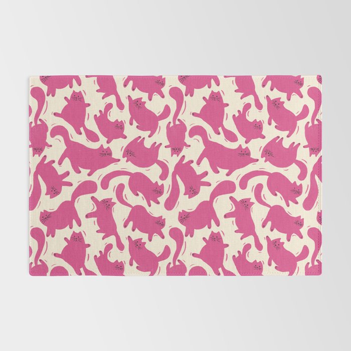 Playful Pink Cats Pattern Rug Gallery Image 2