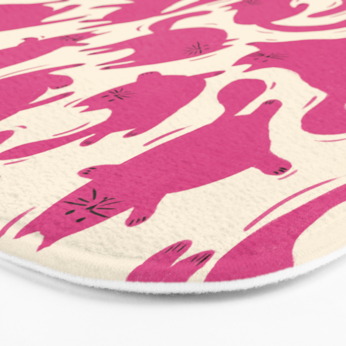 Playful Pink Cats Pattern Bath Mat Gallery Image 3