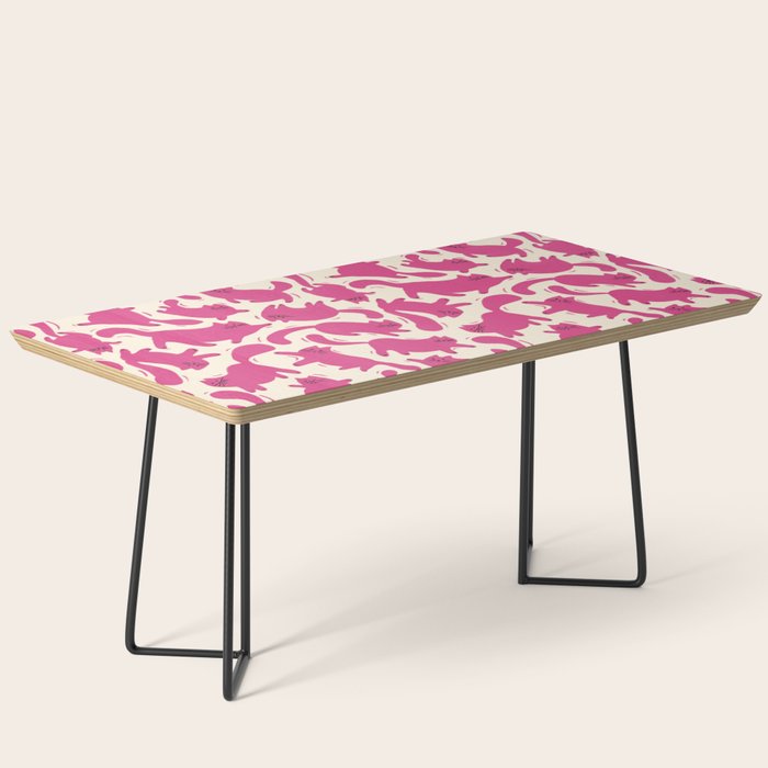 Playful Pink Cats Pattern Coffee Table Gallery Image 1