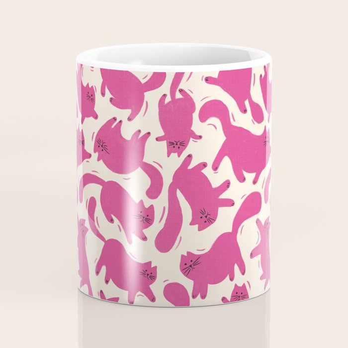 Playful Pink Cats Pattern Coffee Mug Gallery Image 4