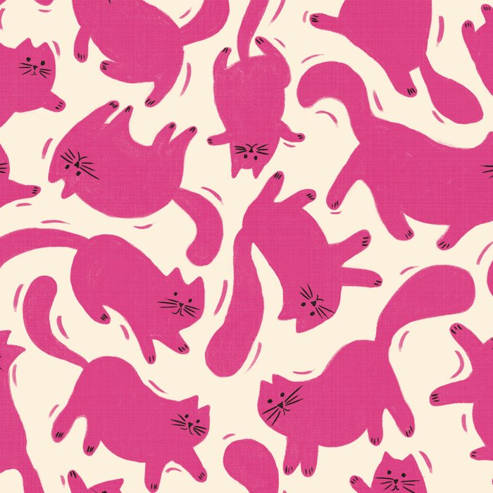 Playful Pink Cats Pattern Coffee Mug Gallery Image 2