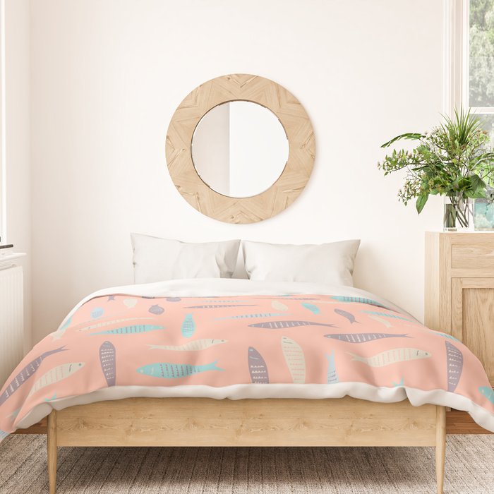 Sardines on Pink Duvet Cover Gallery Image 3