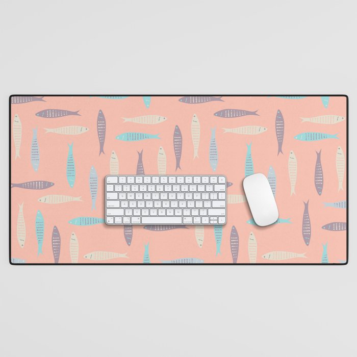 Sardines on Pink Desk Mat Gallery Image 1