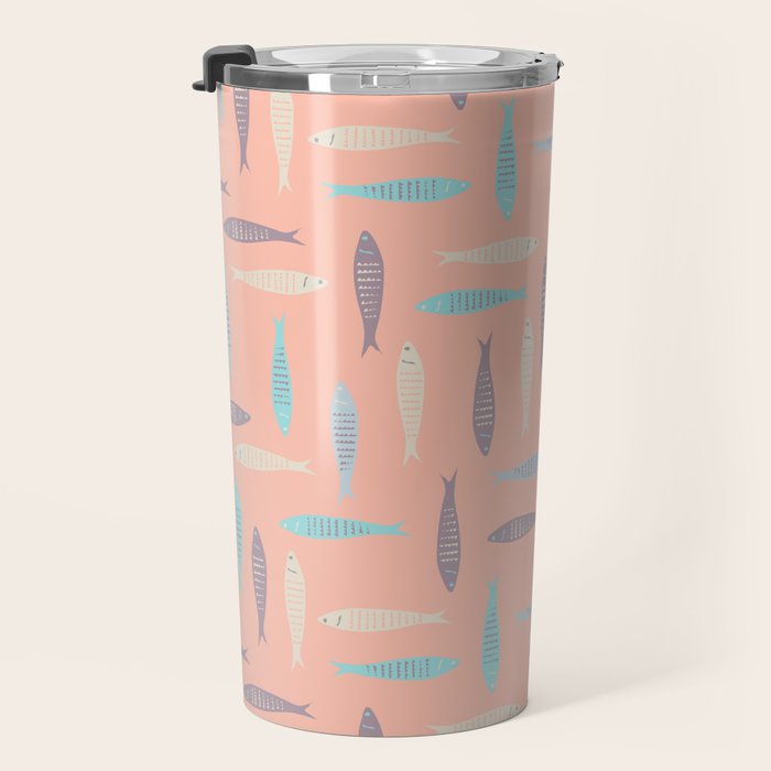 Sardines on Pink Travel Mug Gallery Image 3