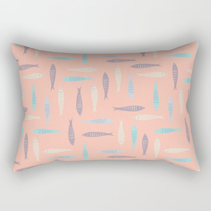 Sardines on Pink Rectangular Pillow Gallery Image 1