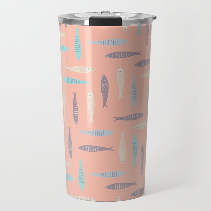 Sardines on Pink Travel Mug Gallery Image 1