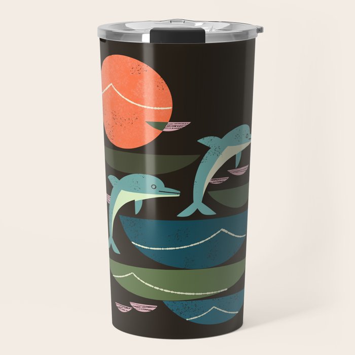 Sunset Dolphins Travel Mug Gallery Image 1