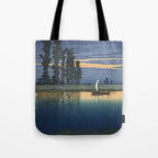 Hasui Kawase, Evening At Ushibori - Vintage Japanese Woodblock Print Art Tote Bag Gallery Image 1