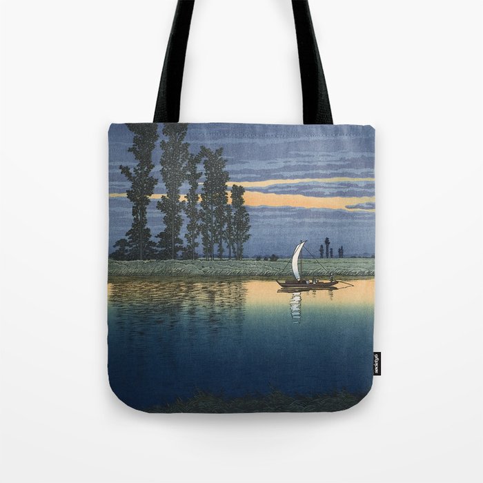 Hasui Kawase, Evening At Ushibori - Vintage Japanese Woodblock Print Art Tote Bag Gallery Image 1