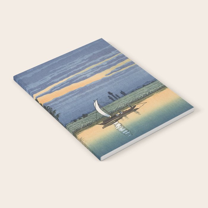 Hasui Kawase, Evening At Ushibori - Vintage Japanese Woodblock Print Art Notebook Gallery Image 2