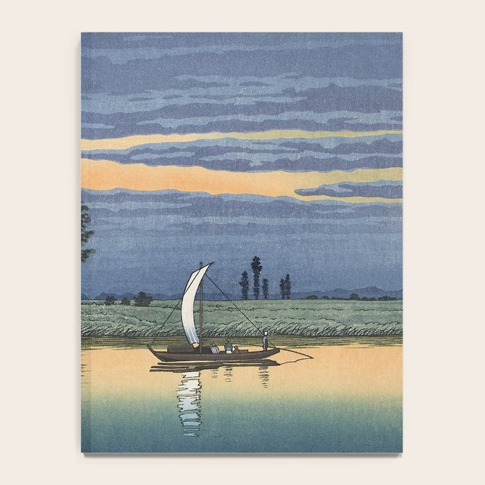 Hasui Kawase, Evening At Ushibori - Vintage Japanese Woodblock Print Art Notebook Gallery Image 4