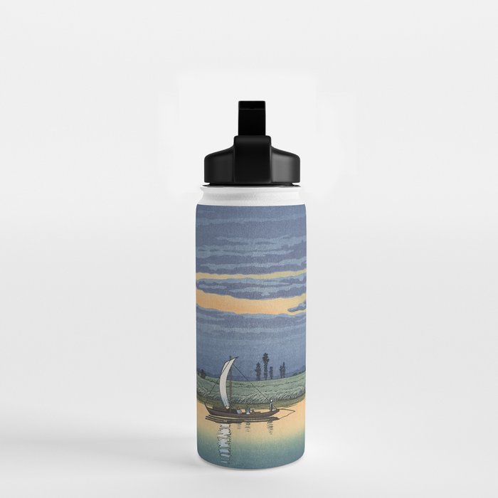 Hasui Kawase, Evening At Ushibori - Vintage Japanese Woodblock Print Art Water Bottle Gallery Image 2