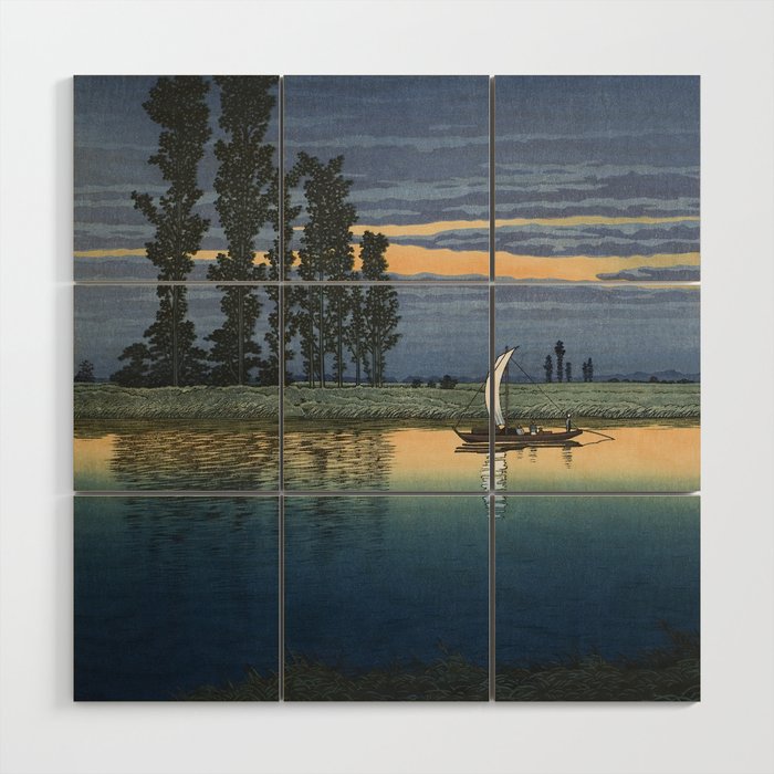 Hasui Kawase, Evening At Ushibori - Vintage Japanese Woodblock Print Art Wood Wall Art Gallery Image 1