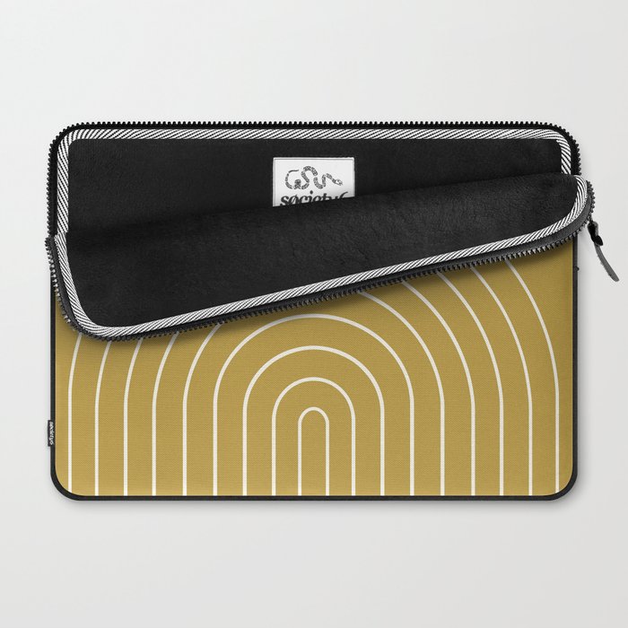 Minimal Arch XLIX Ochre Yellow Modern Geometric Lines Laptop Sleeve Gallery Image 2