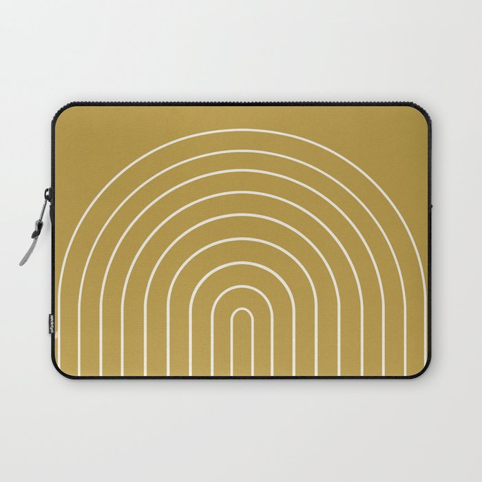 Minimal Arch XLIX Ochre Yellow Modern Geometric Lines Laptop Sleeve Gallery Image 1