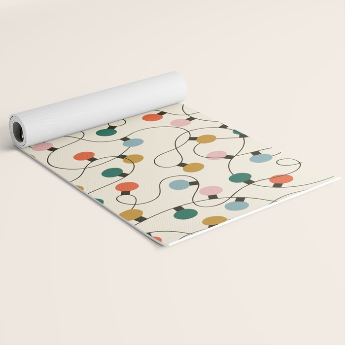 Vintage christmas lights art pattern Yoga Mat Gallery Image 2