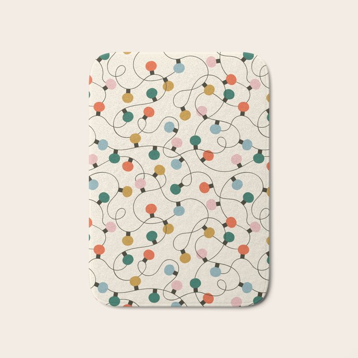 Vintage christmas lights art pattern Bath Mat Gallery Image 1