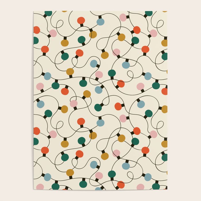 Vintage christmas lights art pattern Poster Gallery Image 4