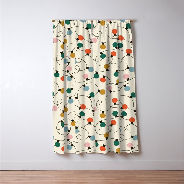 Vintage christmas lights art pattern Window Curtain Gallery Image 3